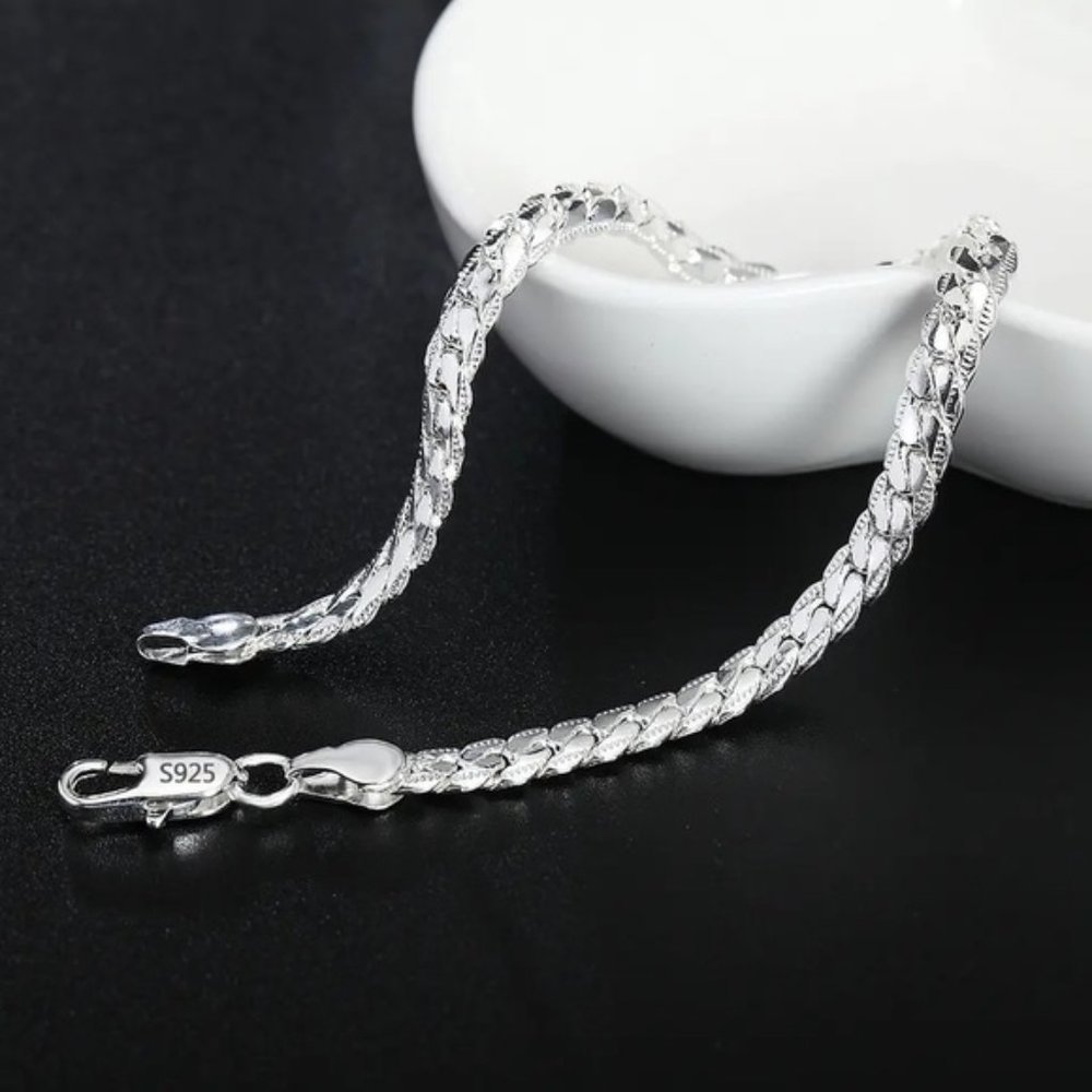 8 Inch 925 Silver Bracelet 5MM Side Chain Bracelet For Woman Man Fashion Jewelry